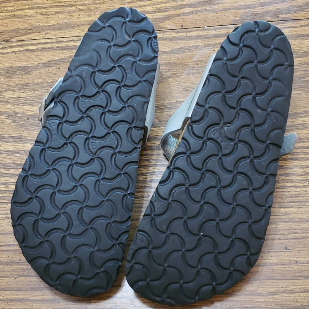 Birkenstock Silver T-Strap Sandals - Picture 4 of 9
